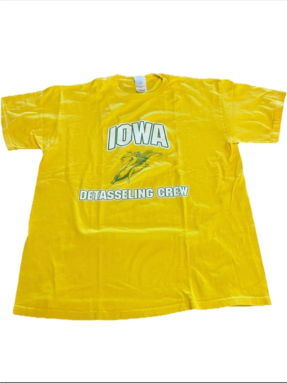 Vintage Iowa Detasseling Crew T-shirt L 100% Cotton Hawkey College Game day